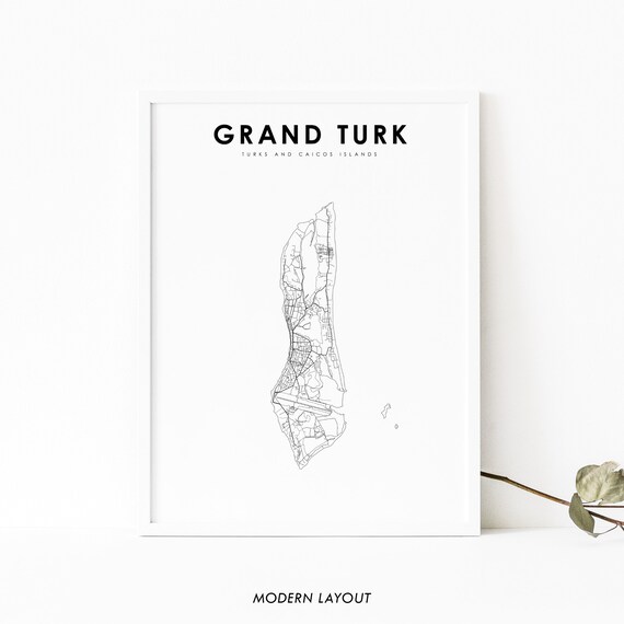 Grand Turk Map Print, Turks and Caicos Islands