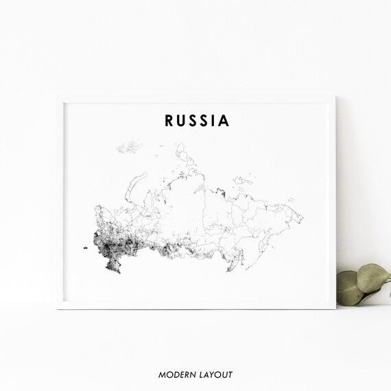 Russia Map Print Road Art Poster Moscow Russian Federation Country Nursery Room Wall Office Decor