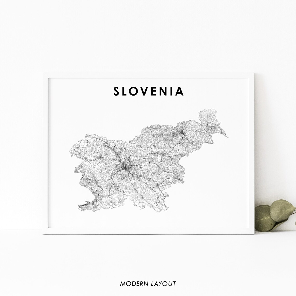 Slovenia Map Print, Ljubljana Europe Travel Poster