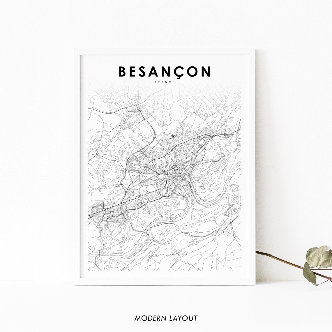 Besanon France Map Print Poster, Nursery Room Decor