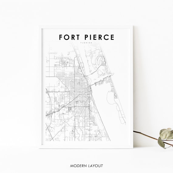 Fort Pierce Fl Map Print Florida Usa Art Poster St Lucie County City Street Road Nursery Room Office Wall Decor
