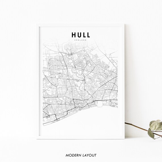 Kingston Upon Hull England Map Print United Kingdom Uk Art Poster City Street Nursery Room Wall Office Decor