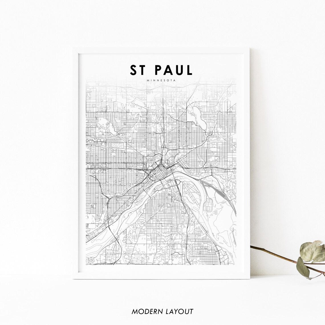St Paul MN Map Print, Minnesota City Poster