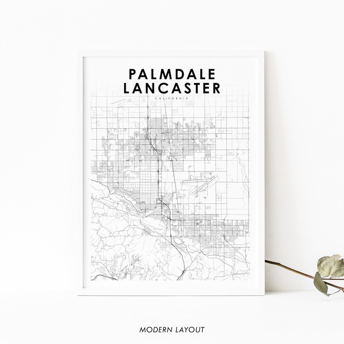 Palmdale And Lancaster CA Map Poster, Nursery Decor