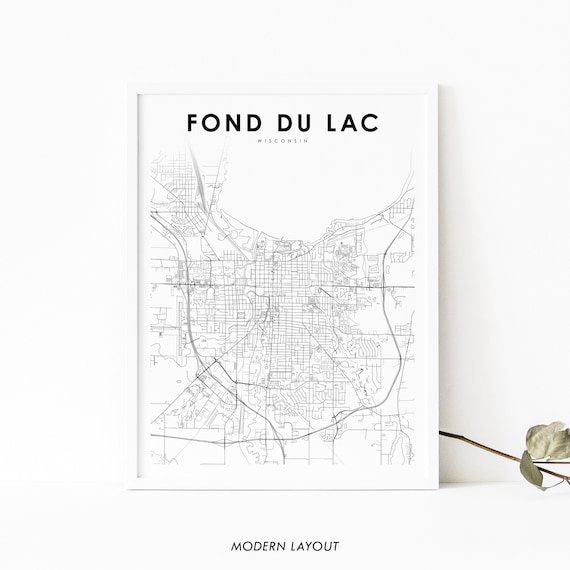 Fond Du Lac Wi Map Print Wisconsin Usa Art Poster Winnebago City Street Road Nursery Room Wall Office Decor