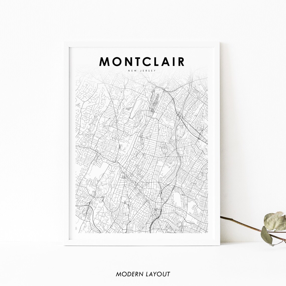 Montclair NJ Map Print, New Jersey City Poster