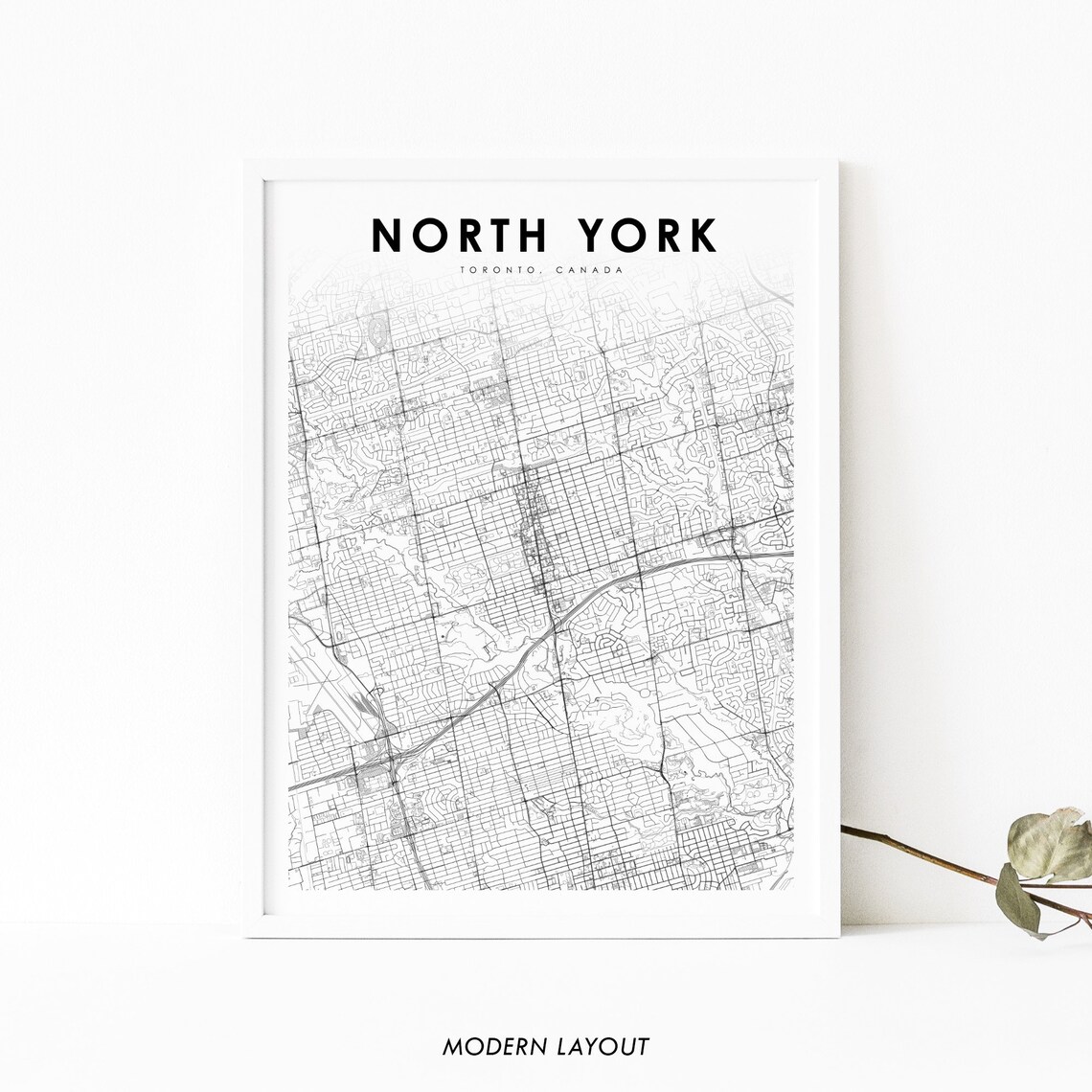 North York Toronto Map Print, Ontario Canada Poster
