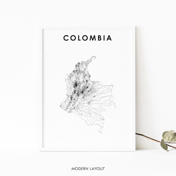 Colombia Map Print, Bogota Medellin Cali Poster