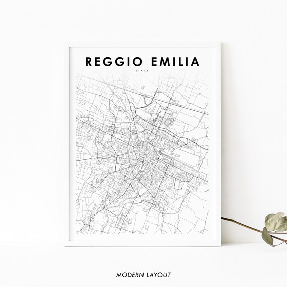 Reggio Emilia Italy Map Print Nellemilia Italia Art Poster City Street Road Nursery Room Wall Office Decor