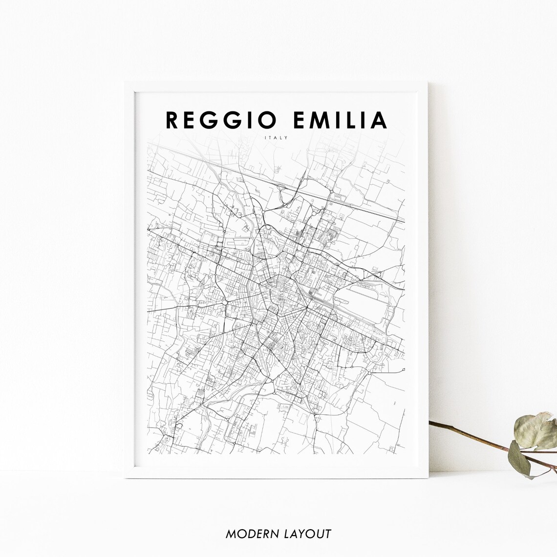 Reggio Emilia Italy Map Print Nellemilia Italia Art Poster City Street Road Nursery Room Wall Office Decor
