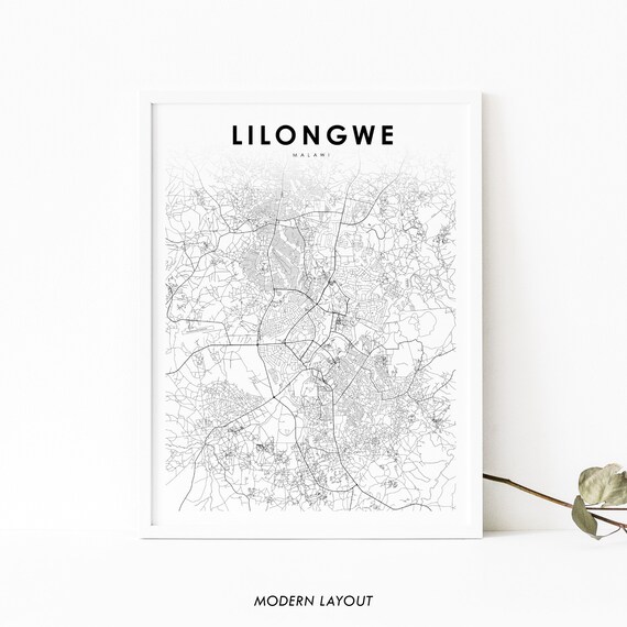 Lilongwe Malawi Map Print, Nursery Room Decor