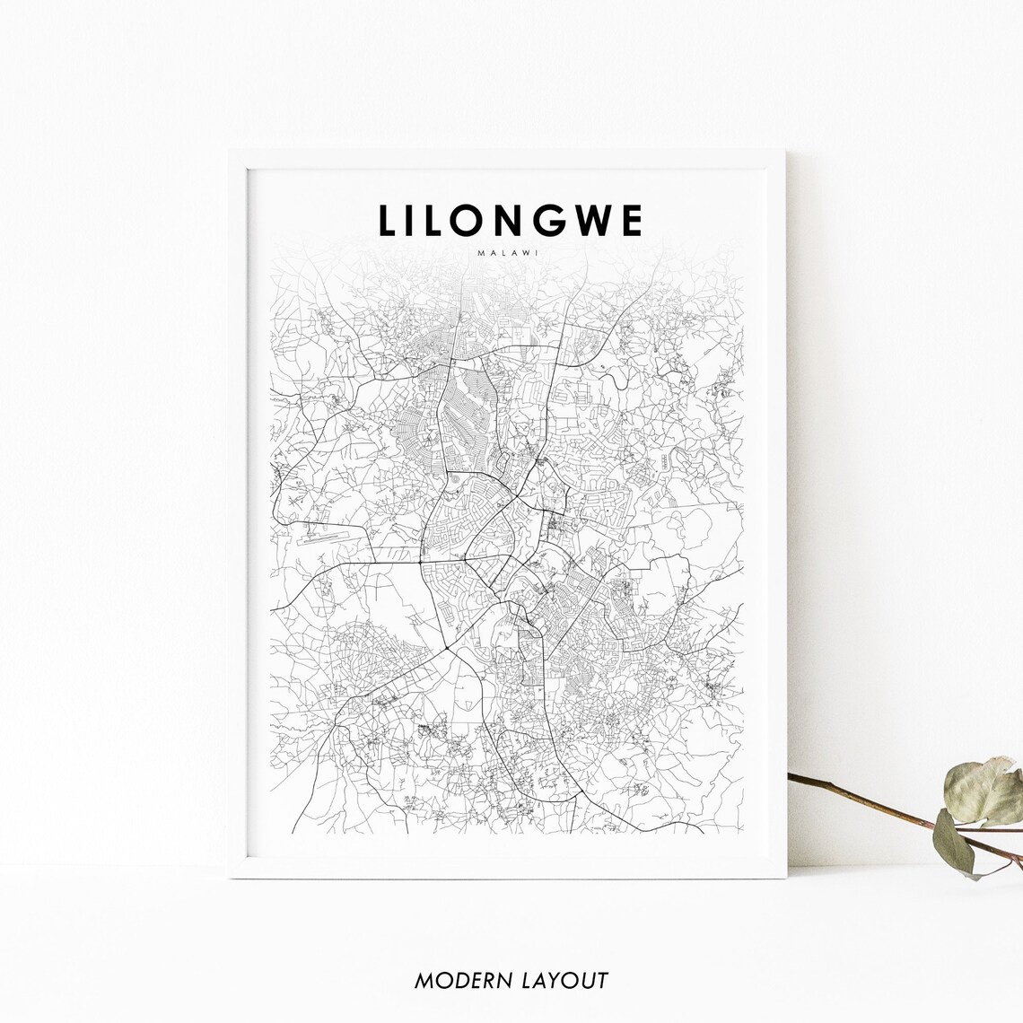 Lilongwe Malawi Map Print, Nursery Room Decor