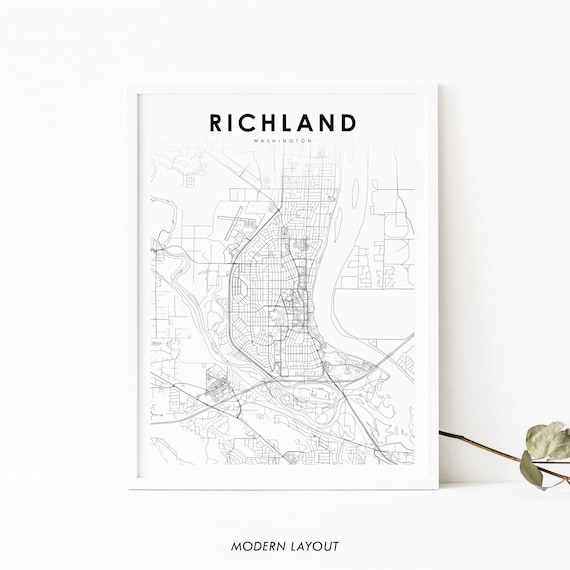 Richland Wa Map Print Washington Usa Art Poster Tricities City Street Road Nursery Room Office Wall Decor