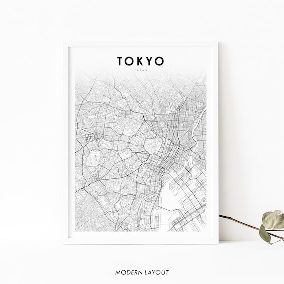 Downtown Tokyo Japan Map Art Print, City Street
