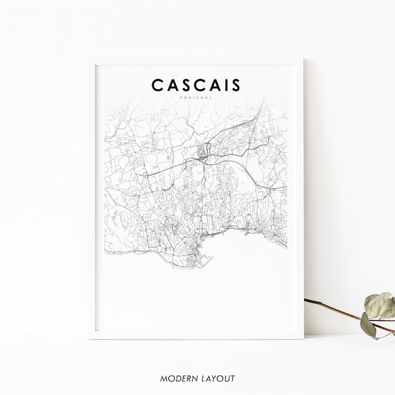Cascais Portugal Map Print Art Poster Lisbon Portuguese Riviera Street Road Nursery Room Wall Office Decor