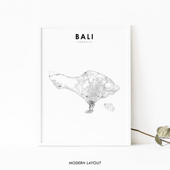 Bali Indonesia Map Print, Travel Poster for Wall