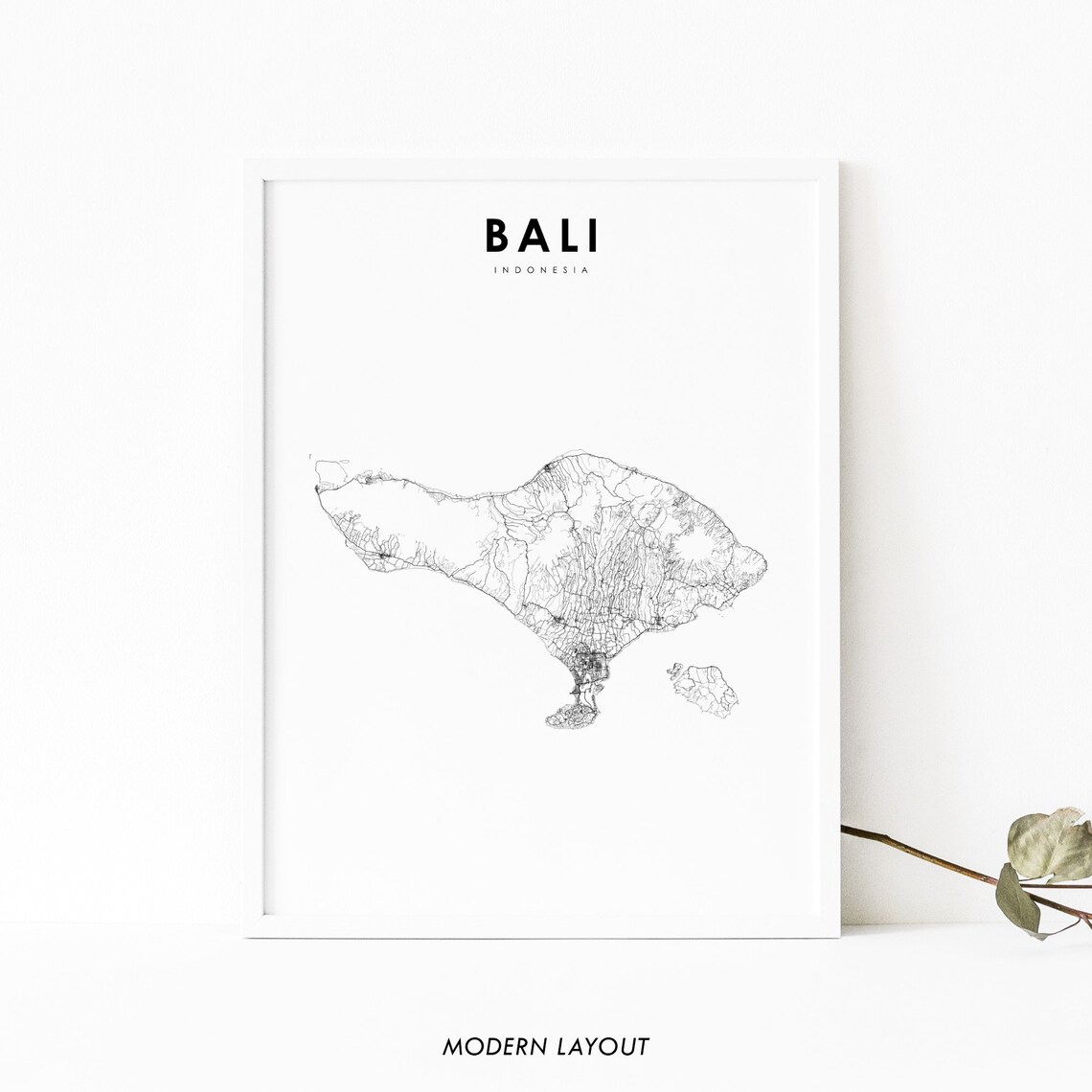 Bali Indonesia Map Print, Travel Poster for Wall
