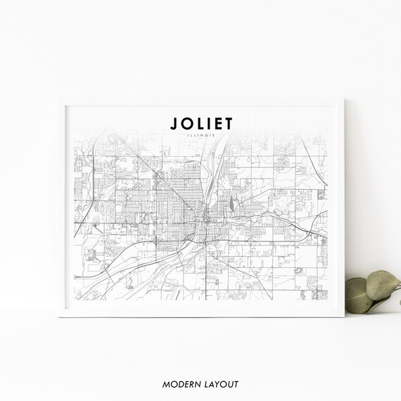Joliet Il Map Print Illinois Usa Art Poster City Street Road Nursery Room Wall Office Decor