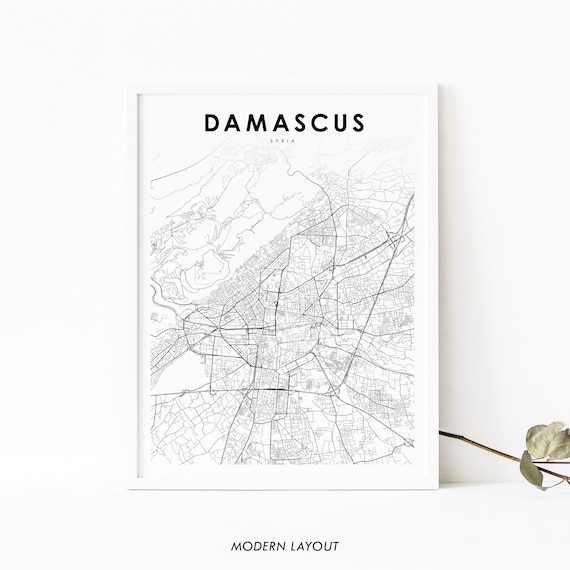Damascus Syria Map Art Print, Nursery Room Decor