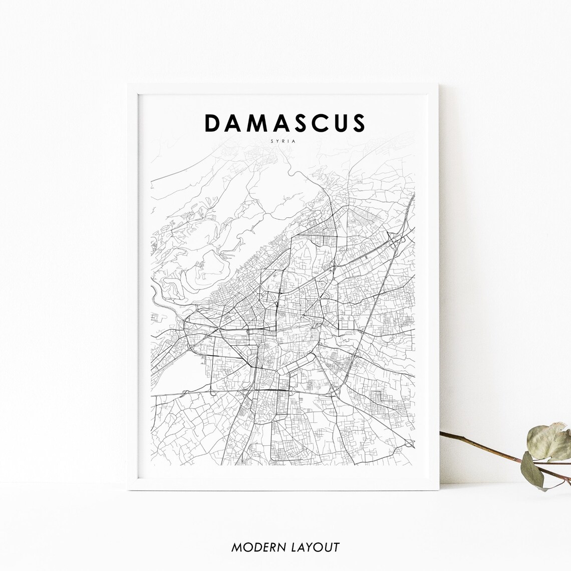 Damascus Syria Map Art Print, Nursery Room Decor