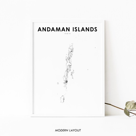 Andaman Islands India Map Print Art Poster Port Blair Bengal City Street Road Nursery Room Office Wall Decor
