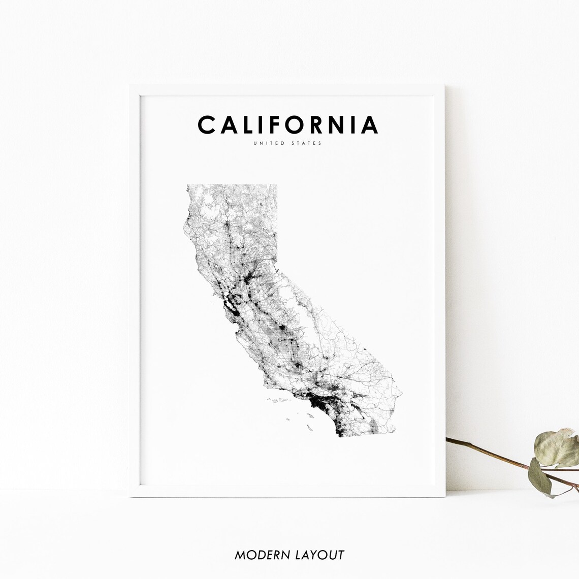 California State Road Map Poster Print, Nursery Decor