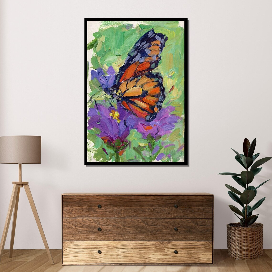 Colorful Butterfly and Flowers Art Print, Floral Decor - Image 4