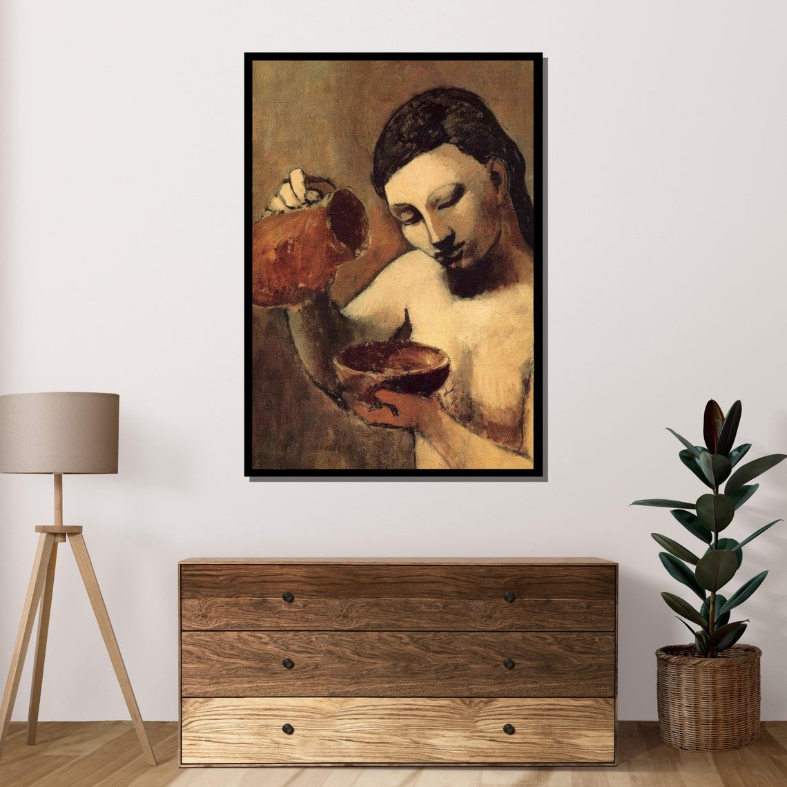 Picasso Nude Figure Classical Nude Art Woman Pouring Water Vintage Wall Decor Ready To Hang - Image 4