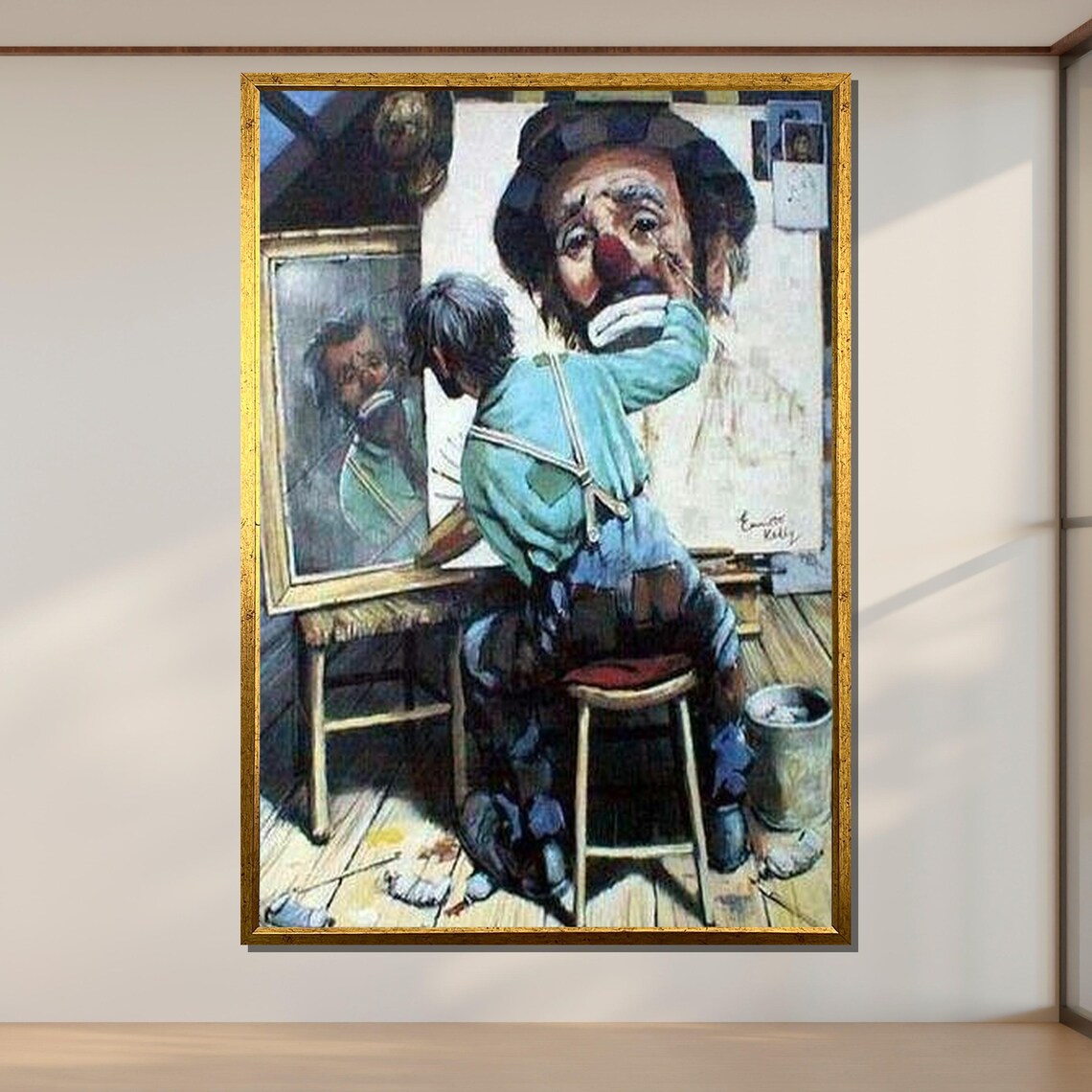 Nostalgic Clown Self-Reflection Wall Art Print