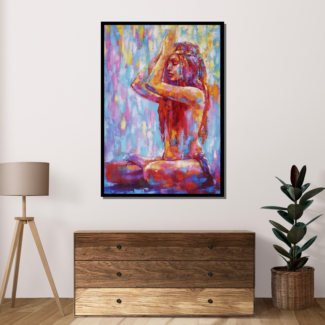 Meditating Woman Colorful Abstract Yoga Serenity Painting Wall Poster - Image 4