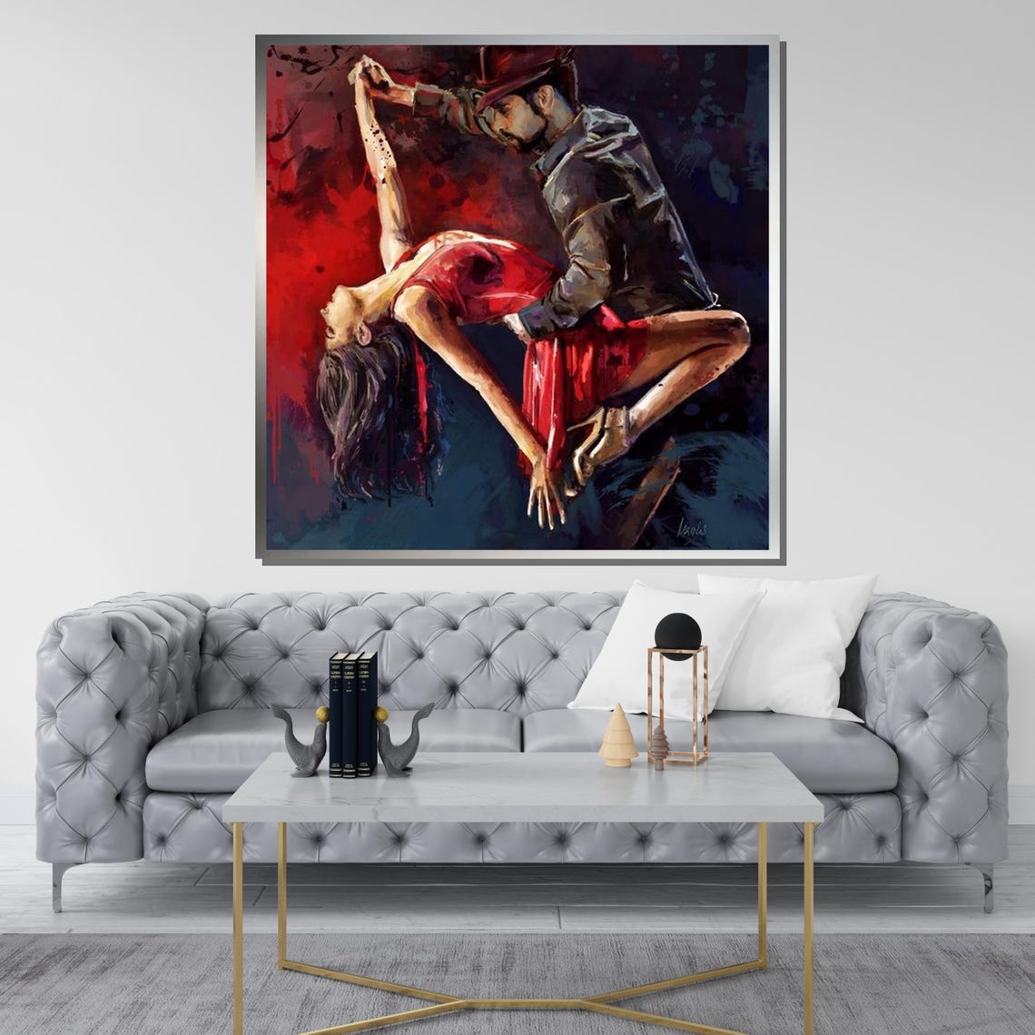 Passionate Couple Dance Red Dress Dip Romantic Tango Style Art Poster - Image 3