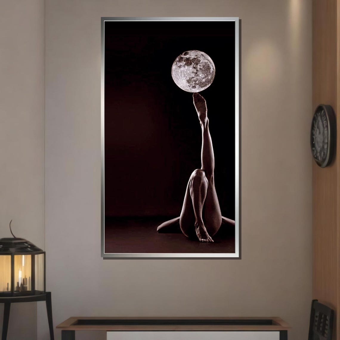 Moon Balance Artistic Nude Poster Surreal Wall Art Moon And Legs Print Ready To Hang Decoration - Image 3