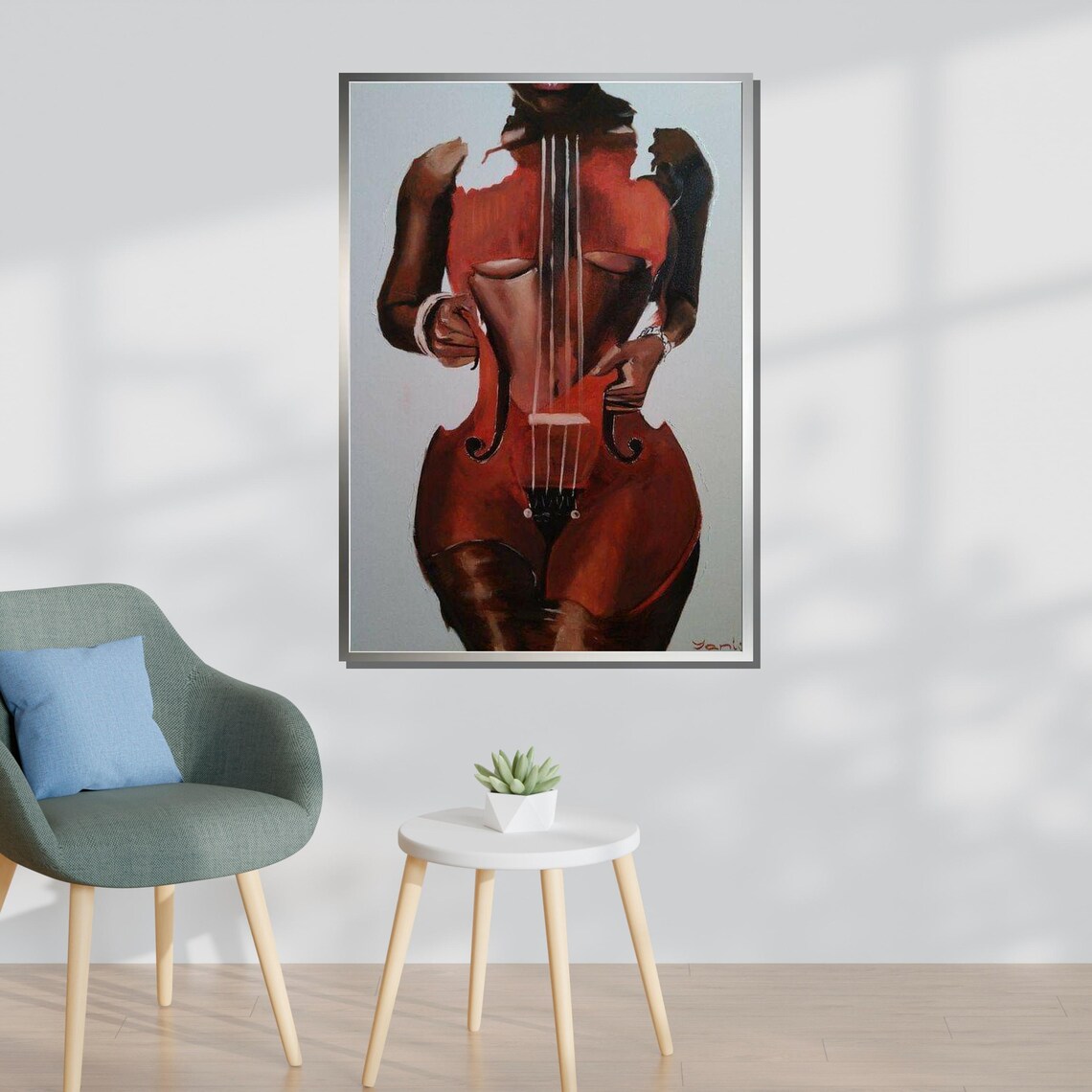 Sensual Cello Woman Body Musical Instrument Fusion Art Wall Poster - Image 3