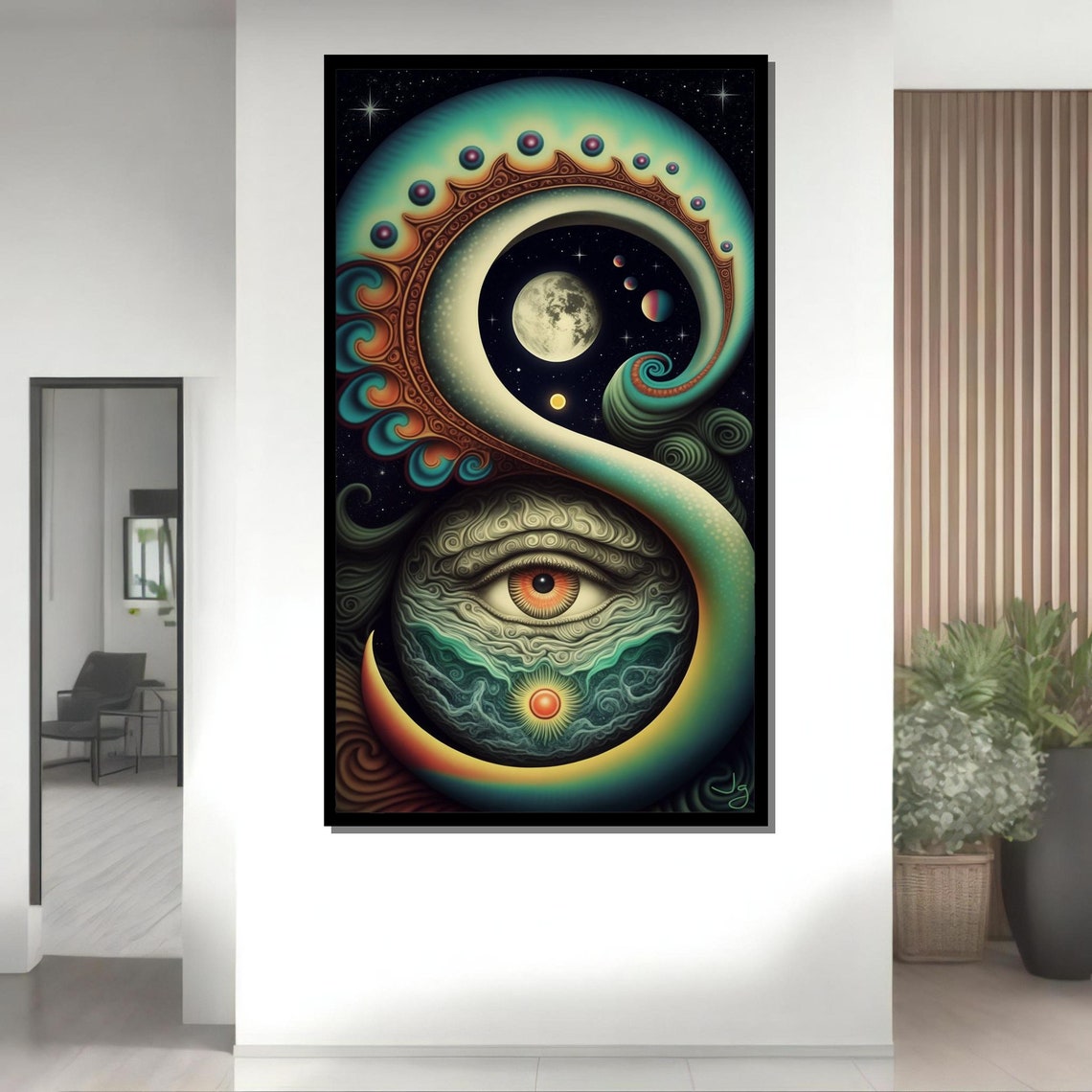 Surreal Cosmic Eye Psychedelic Moon Universe Swirl Wall Art Poster - Image 4
