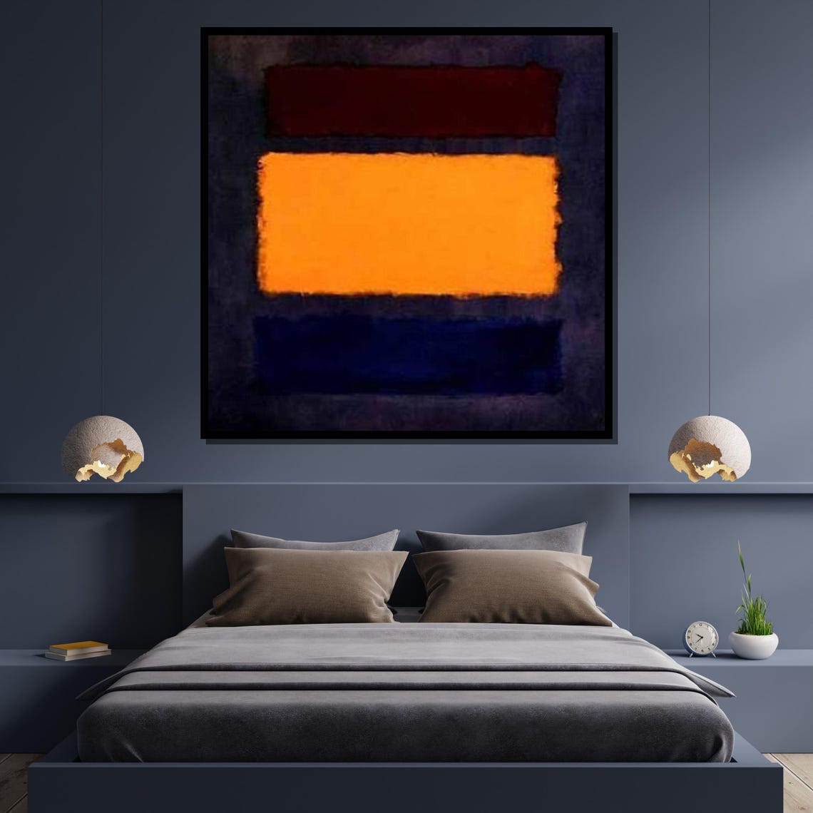 Bold Orange Block Navy Black Abstract Minimalist Color Block Poster - Image 4