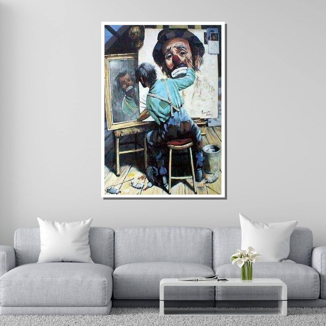 Nostalgic Clown Self-Reflection Wall Art Print - Image 2
