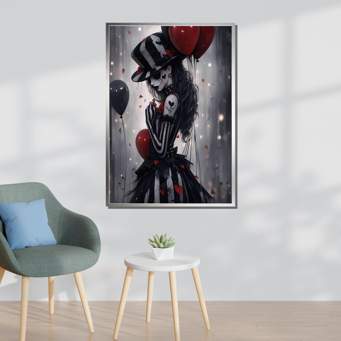Gothic Clown Dark Circus Art Heartbroken Clown Wall Print Surreal Gothic Decor Ready To Hang Decoration - Image 3