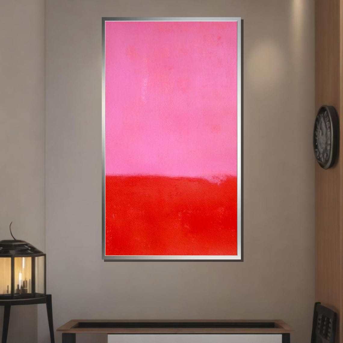Pink And Red Color Field Soft Blush Bold Abstract Minimalist Poster - Image 3