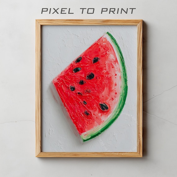 Watermelon Slice Impasto Oil Painting Juicy Summer Fruit Poster