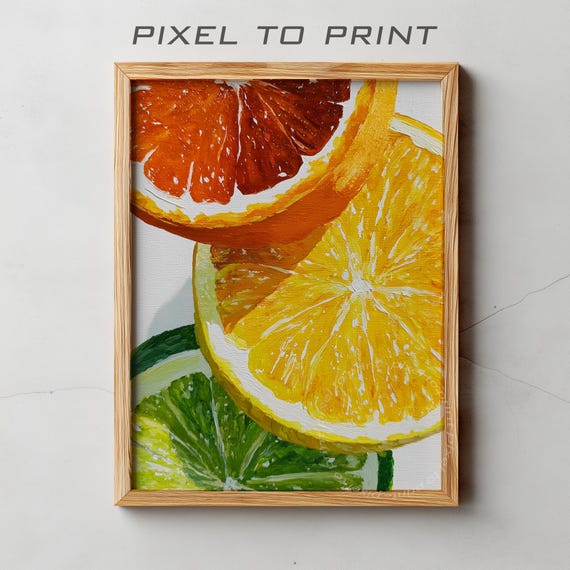 Trendy Kitchen Print Citrus Painting Modern Wall Decor