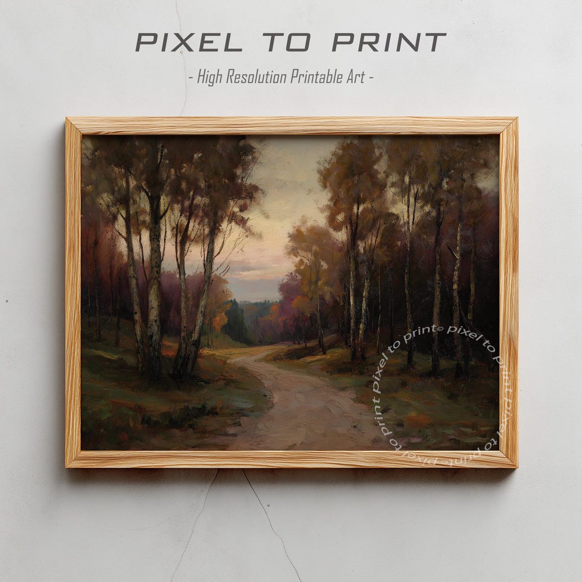 Vintage Fall Landscape Painting Autumn Forest Print