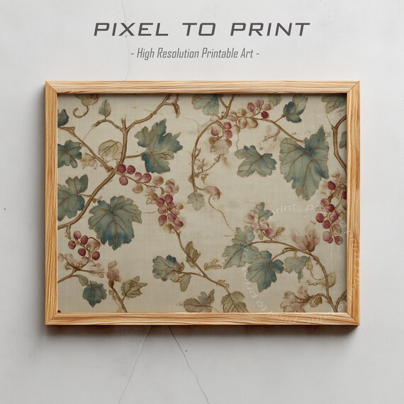 Vintage Tapestry Art Silk Textile Pattern Print Antique Botanical Wall Decor