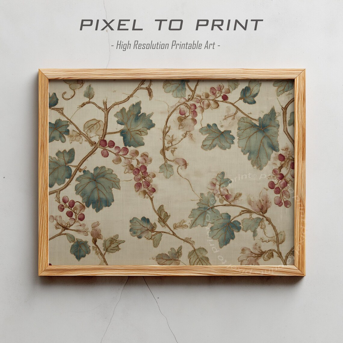 Vintage Tapestry Art Silk Textile Pattern Print Antique Botanical Wall Decor