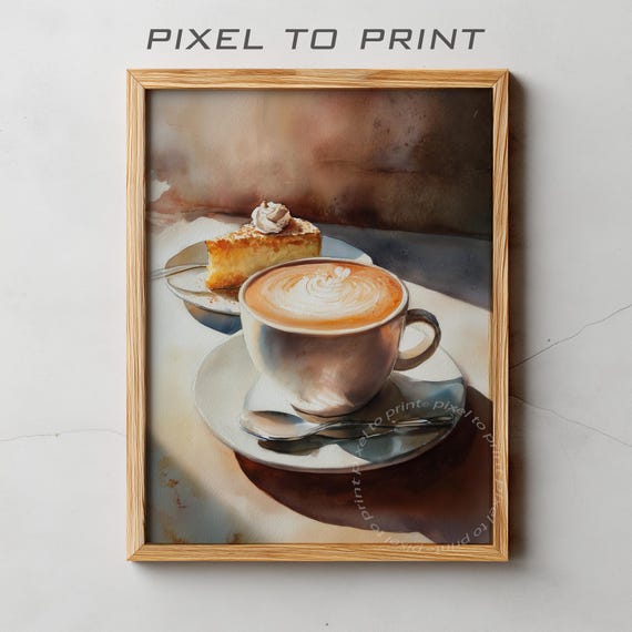 Trendy Kitchen Print Cappuccino Painting Breakfast Girly Food And Drink Wall Art