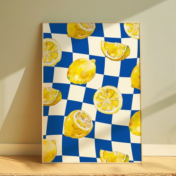 Lemon Wall Art Lemon Print Italian Lemon Poster Lemon Illustration Bar Cart Art Print Aesthetic Kitchen Decorkitchen Wall Art
