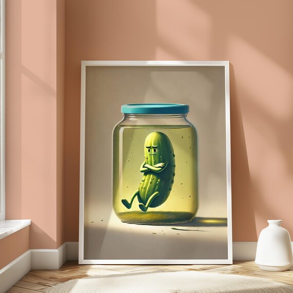 Pickle Print Fun Retro Vintage Kitchen Bar Cart Art