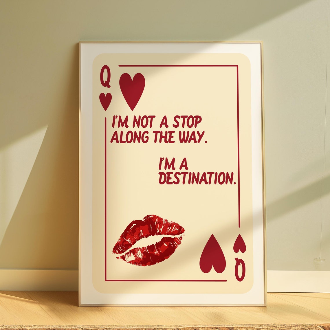 Trendy Queen Of Hearts Art Print Self Love Poster Pink Trendy Wall Art Playing Card Poster Apartment Aesthetic Preppy Wall Art Love Art