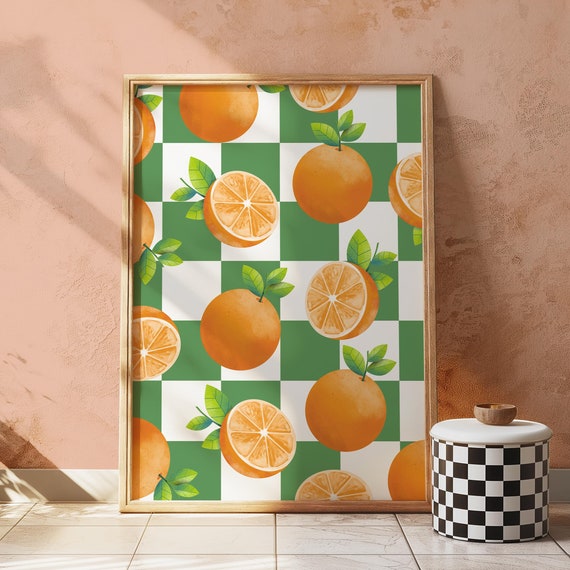 Orange Wall Art Trendy Orange Poster Orange Illustration Bar Cart Art Print Aesthetic Kitchen Decor Kitchen Wall Art Retro Food Print