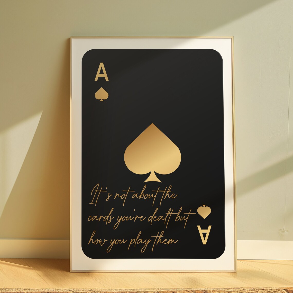 Playing Card Retro Print, Black and Gold Poster