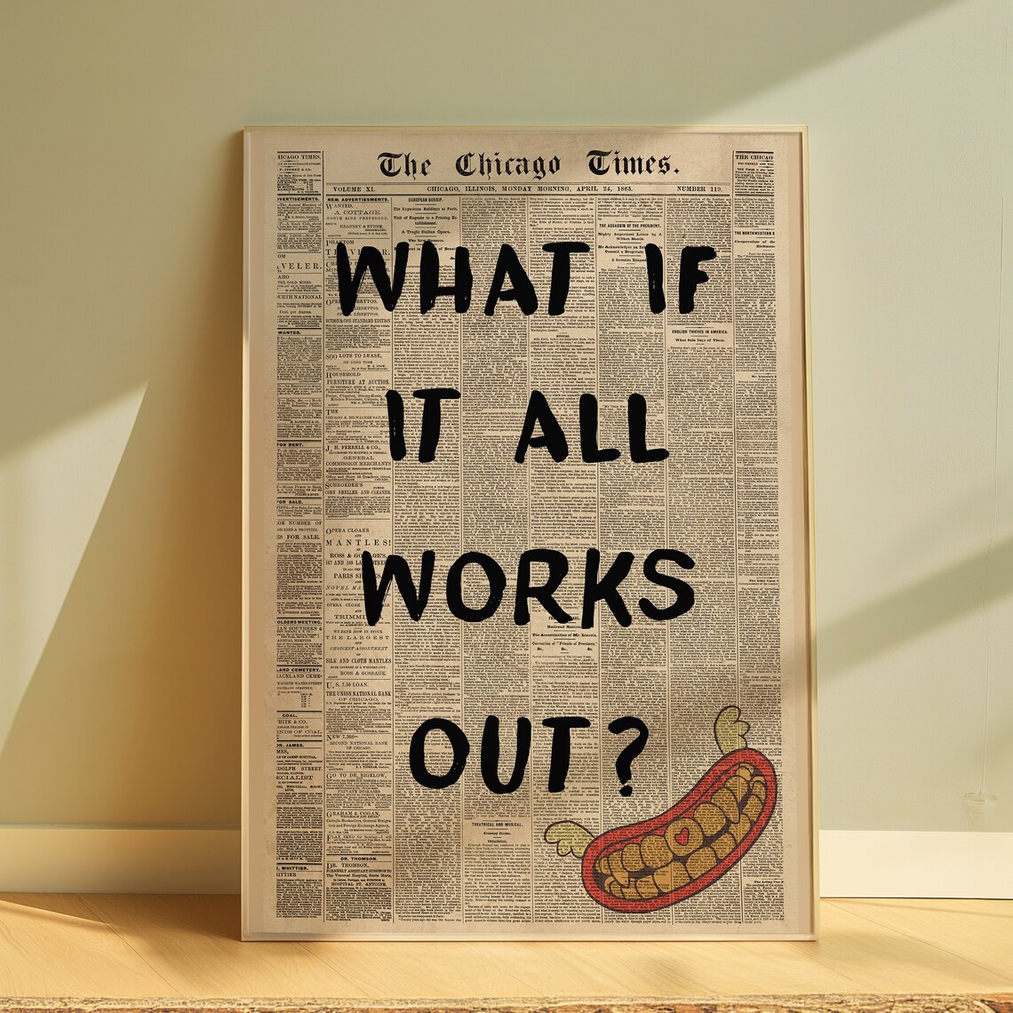 What If It All Works Out Vintage Newspaper Retro Quote Poster